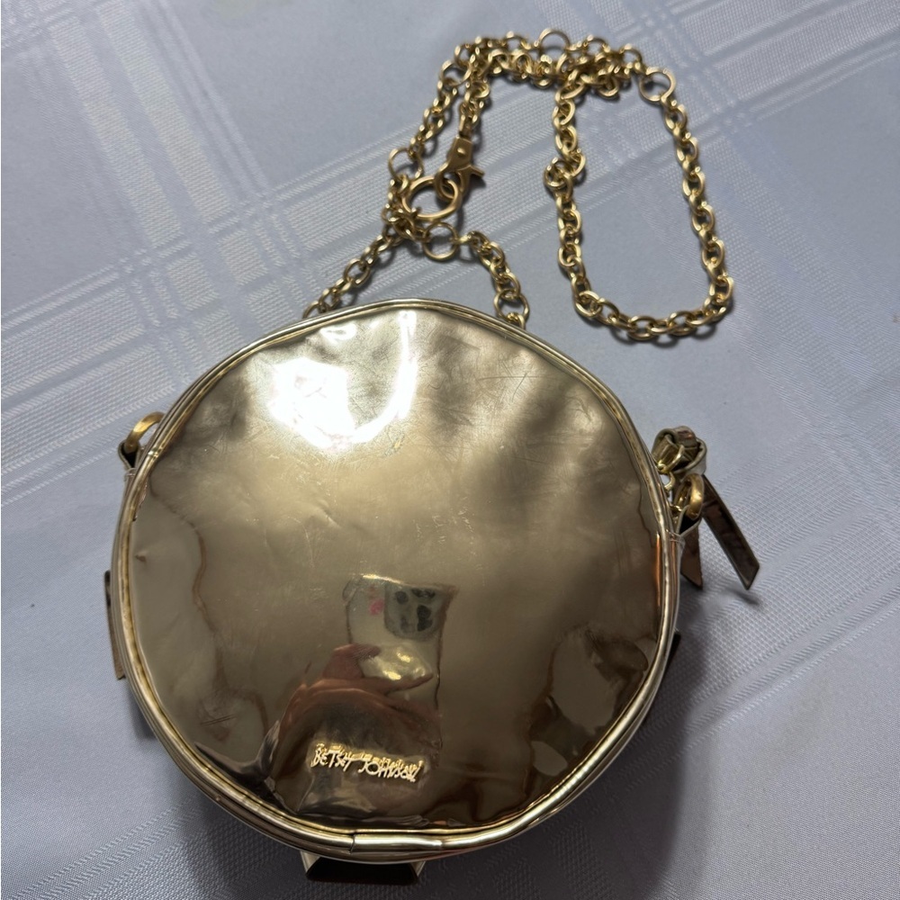 Betsey Johnson Gold Christmas Bow Crossbody Purse - Picture 2 of 15